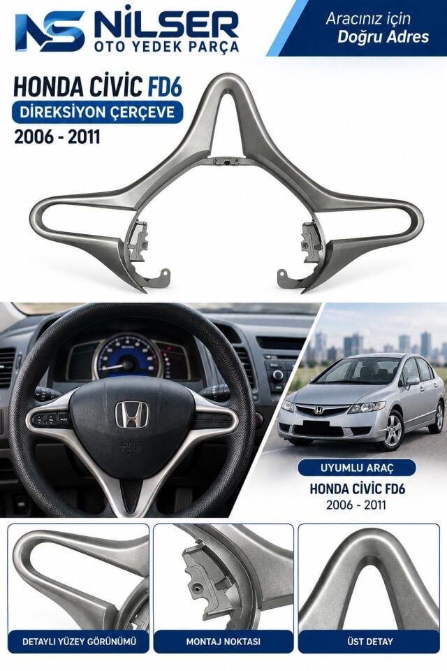 Honda Civic Direksiyon Çerçeve Gri 2006-2011 FD6