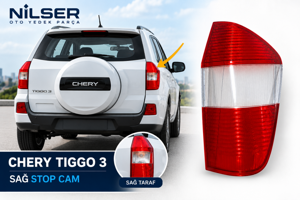 Chery Tiggo 3 Stop Lambası Camı Sağ