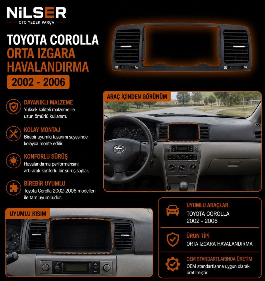 Corolla Orta Kalorifer Izgara 2002-2003-2004-2005-2006