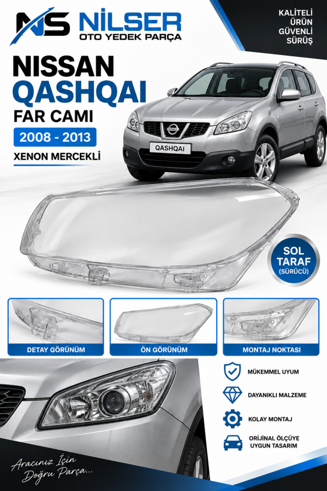 Nissan Qashqai Sol Xenon Mercek Far Cam 2008-2014